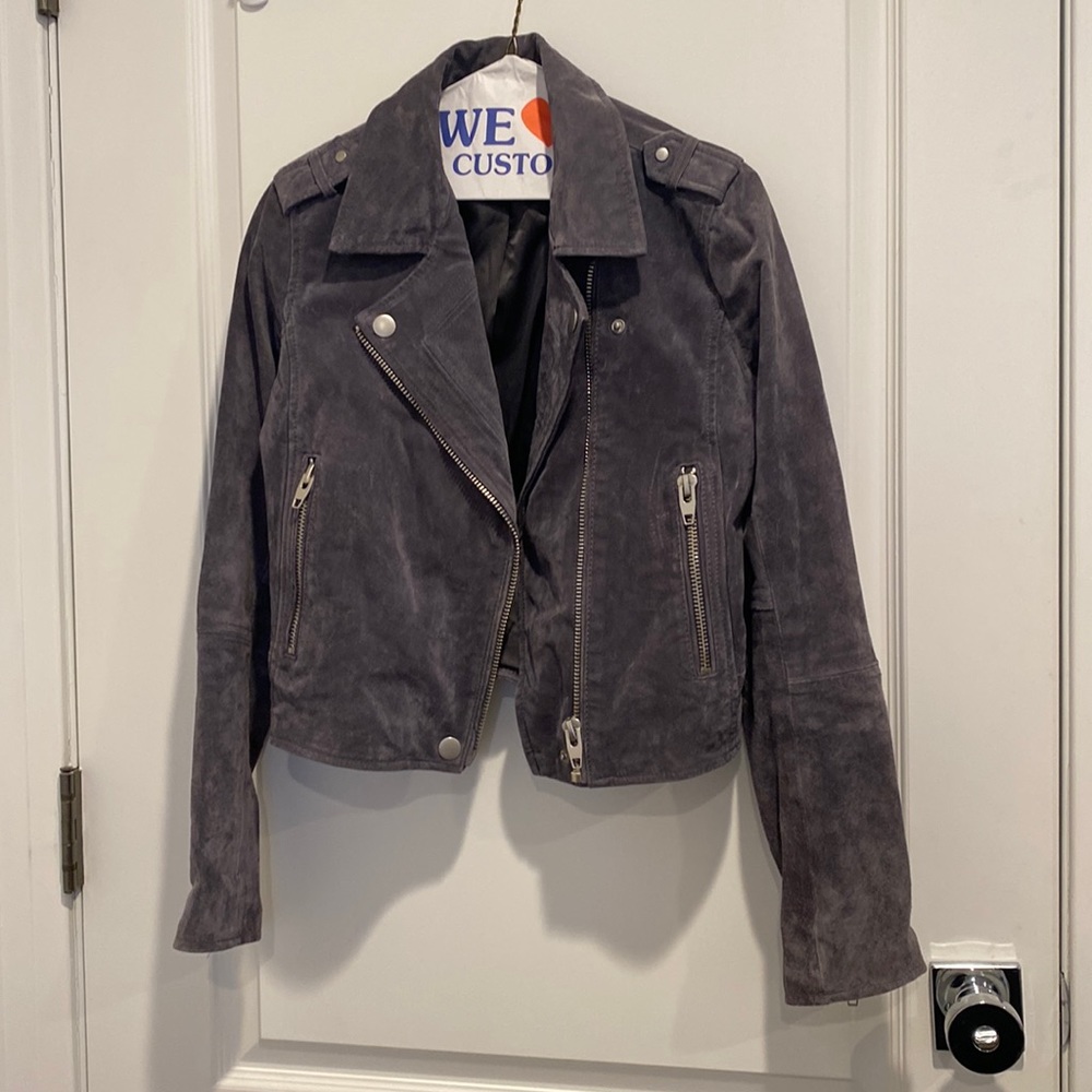 Grey leather suede jacket